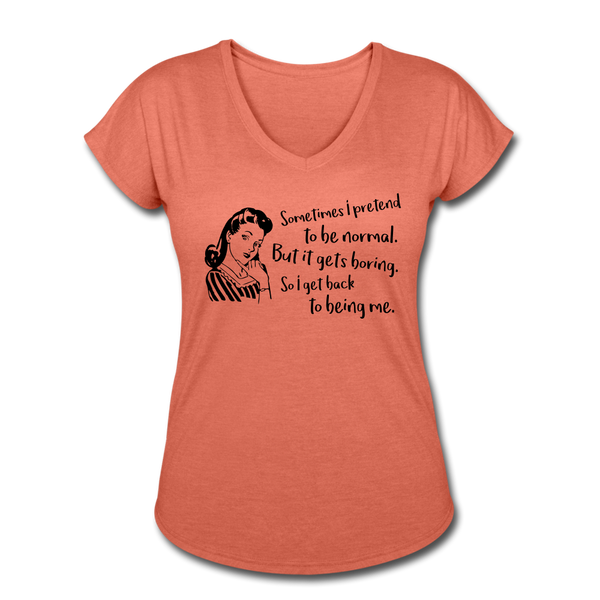 "CQ Original" Back to being Me - Women's Tri-Blend V-Neck T-Shirt - heather bronze