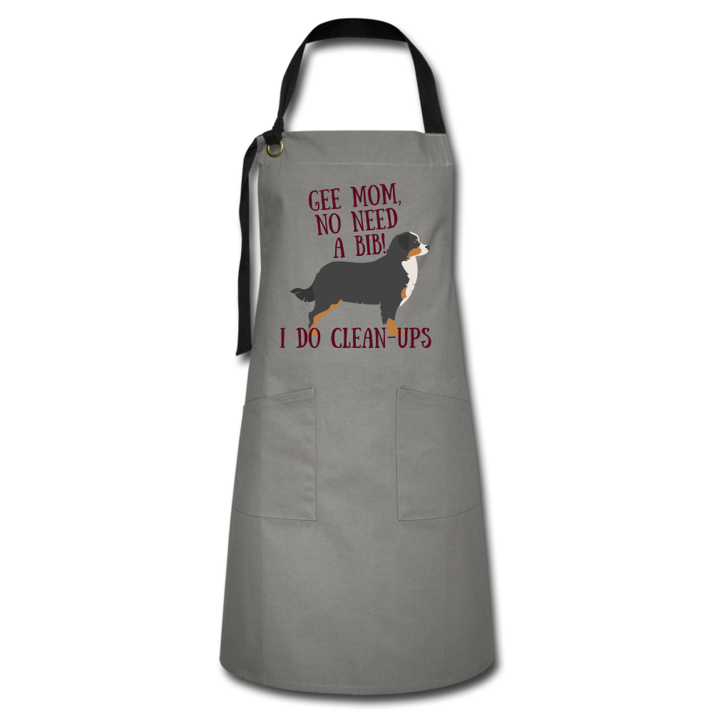 "CQ Original"  No Need a Bib! Bernese Mtn Dog  Artisan Apron - gray/black