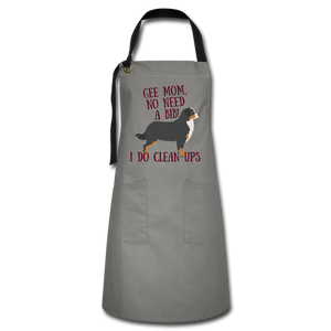 "CQ Original"  No Need a Bib! Bernese Mtn Dog  Artisan Apron - gray/black