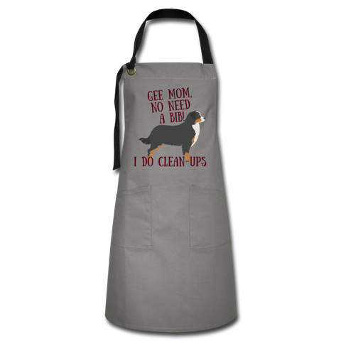 "CQ Original"  No Need a Bib! Bernese Mtn Dog  Artisan Apron - gray/black