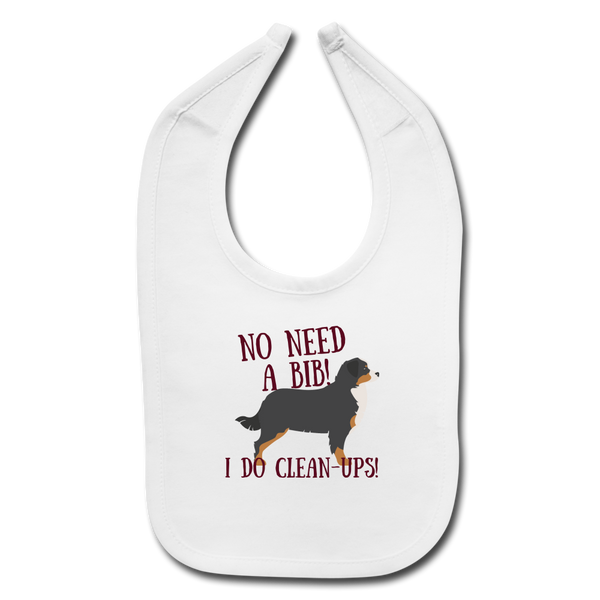 "CQ Original" No Bib - Bernese Mtn Dog  Baby Bib - white