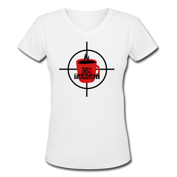 "CQ Original" On Target Coffee - Women's V-Neck T-Shirt - white