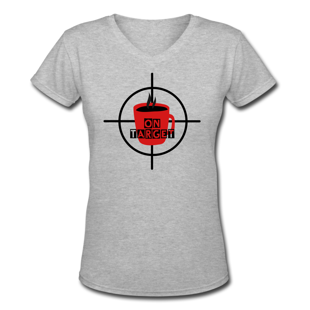 "CQ Original" On Target Coffee - Women's V-Neck T-Shirt - gray