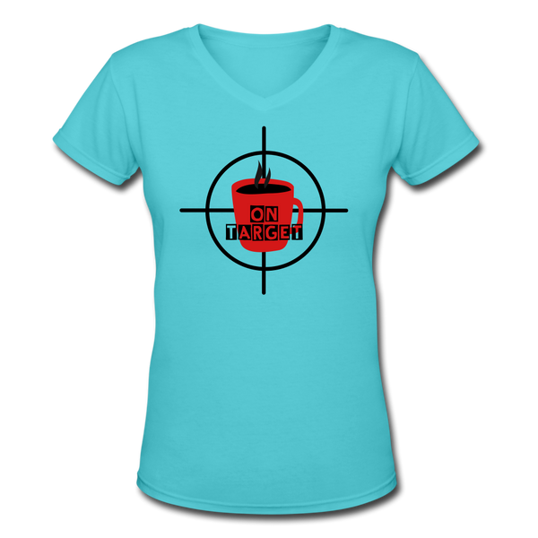 "CQ Original" On Target Coffee - Women's V-Neck T-Shirt - aqua