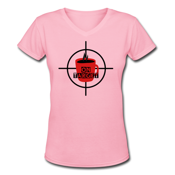 "CQ Original" On Target Coffee - Women's V-Neck T-Shirt - pink