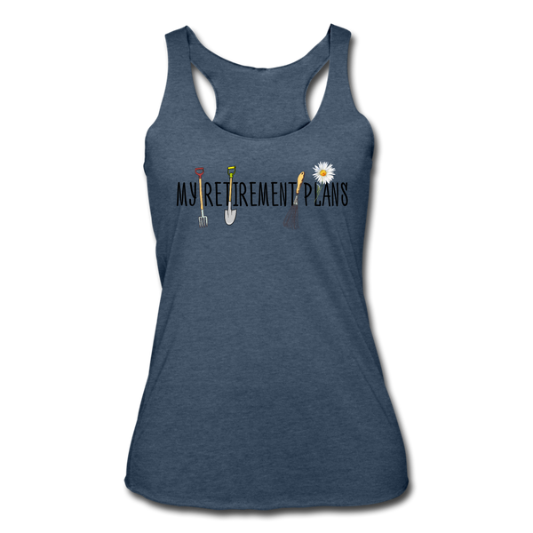 "CQ Original" My Retirement Plans _ Women’s Tri-Blend Racerback Tank - heather navy