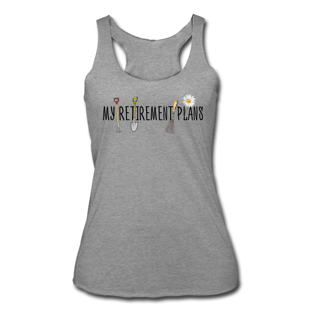 "CQ Original" My Retirement Plans _ Women’s Tri-Blend Racerback Tank - heather gray