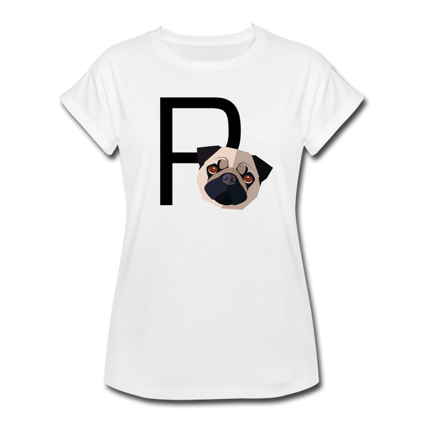 "CQ Original" P for PUG - Women's Relaxed Fit T-Shirt - white