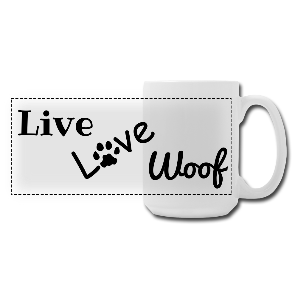 "CQ Original" Live Love Woof - Panoramic Coffee/Tea Mug 15 oz - white