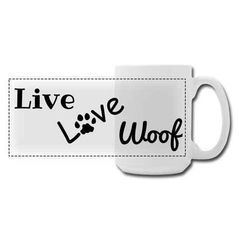 "CQ Original" Live Love Woof - Panoramic Coffee/Tea Mug 15 oz - white