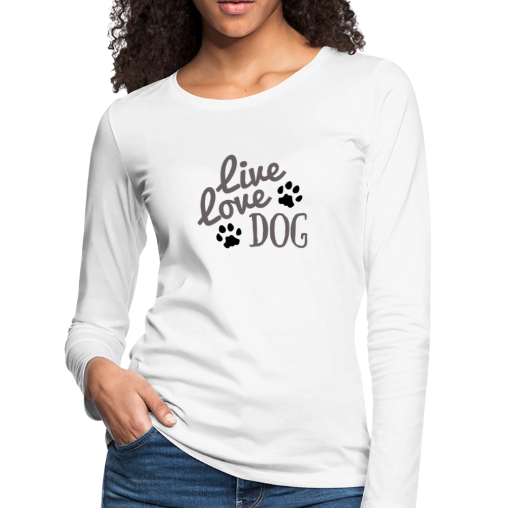 "CQ Original" Live love dog - Women's Premium Long Sleeve T-Shirt - white