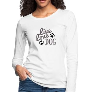 "CQ Original" Live love dog - Women's Premium Long Sleeve T-Shirt - white