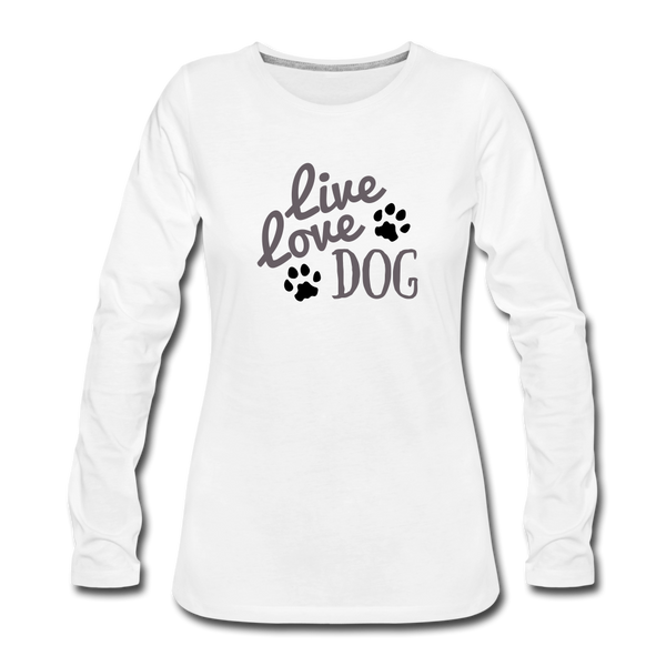 "CQ Original" Live love dog - Women's Premium Long Sleeve T-Shirt - white