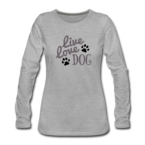 "CQ Original" Live love dog - Women's Premium Long Sleeve T-Shirt - heather gray