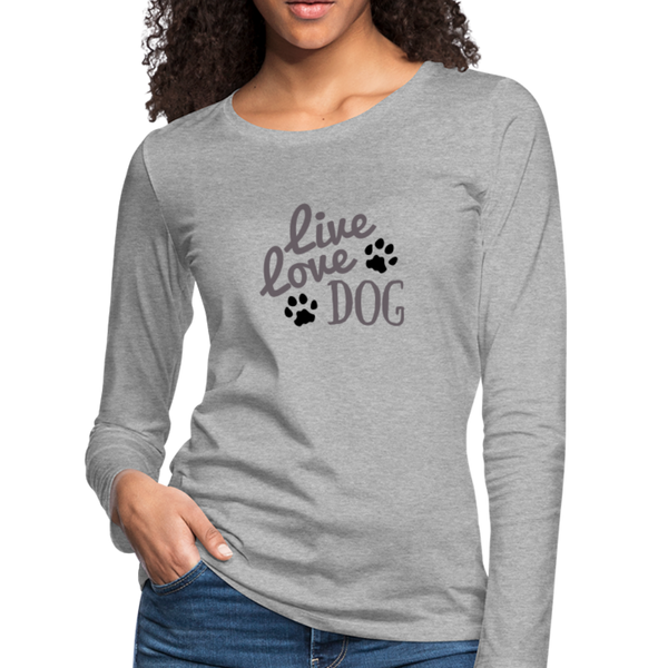 "CQ Original" Live love dog - Women's Premium Long Sleeve T-Shirt - heather gray