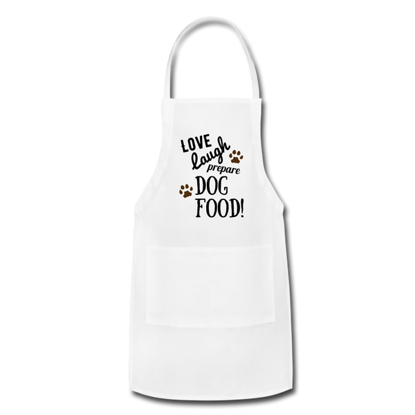 "CQ Original" Love Laugh Dog FOOD - Adjustable Apron - white