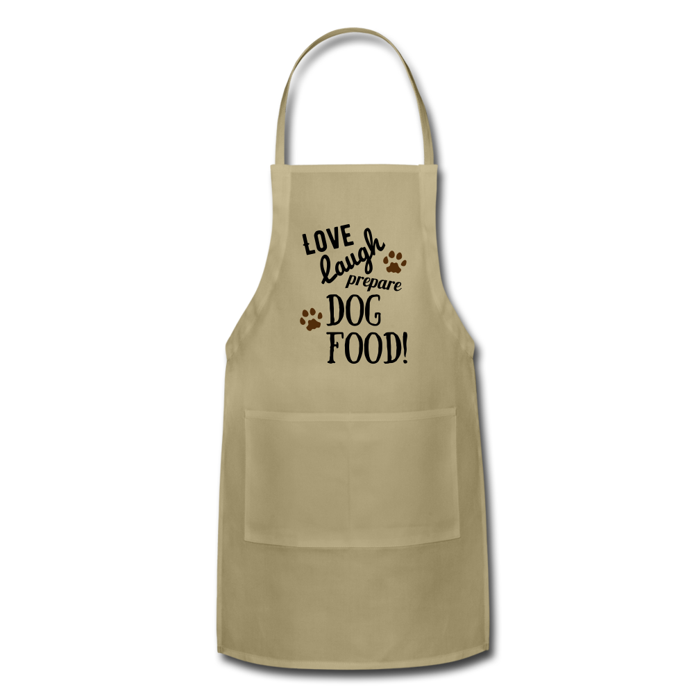 "CQ Original" Love Laugh Dog FOOD - Adjustable Apron - khaki