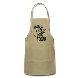 "CQ Original" Love Laugh Dog FOOD - Adjustable Apron - khaki