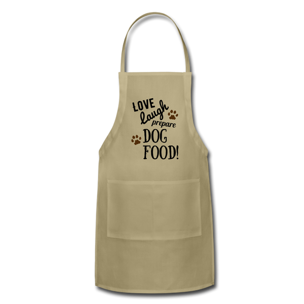 "CQ Original" Love Laugh Dog FOOD - Adjustable Apron - khaki