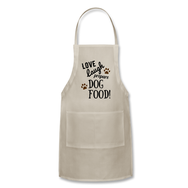 "CQ Original" Love Laugh Dog FOOD - Adjustable Apron - natural