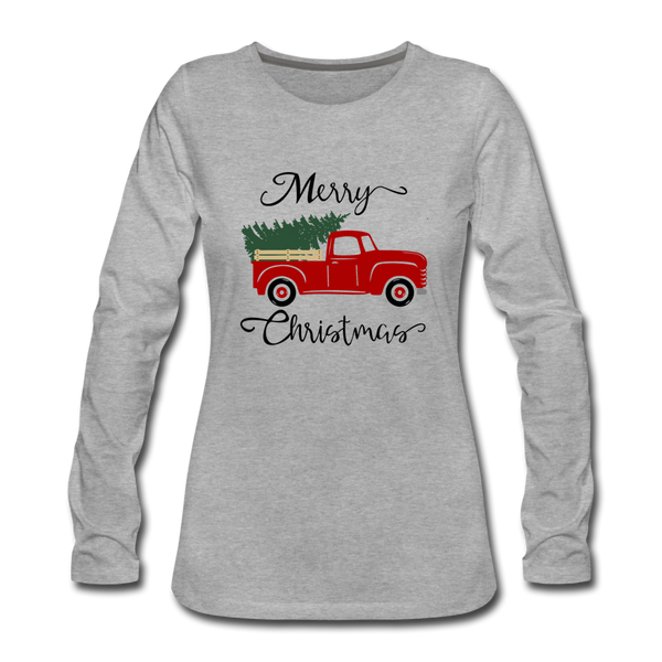 "CQ Original" Merry Christmas Truck - Women's Premium Long Sleeve T-Shirt - heather gray