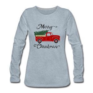 "CQ Original" Merry Christmas Truck - Women's Premium Long Sleeve T-Shirt - heather ice blue