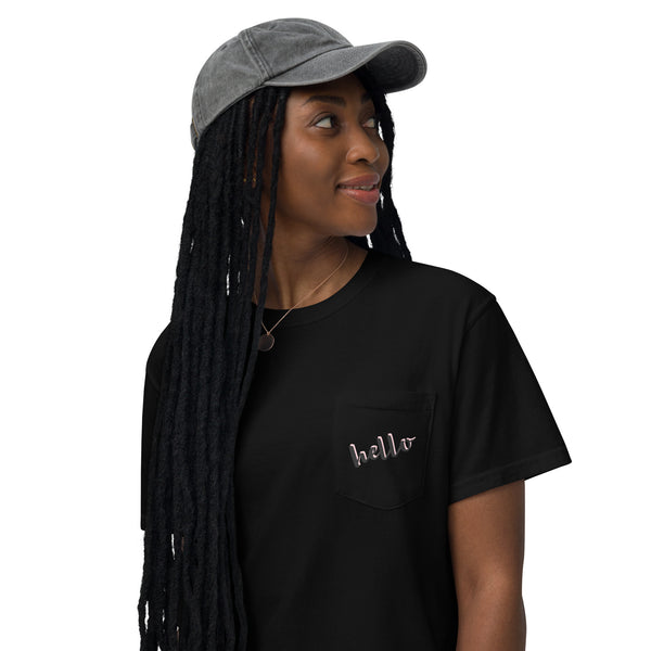 Always Say Hello - Unisex garment-dyed pocket t-shirt