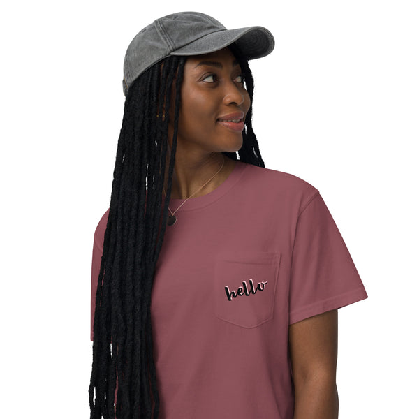 Always Say Hello - Unisex garment-dyed pocket t-shirt