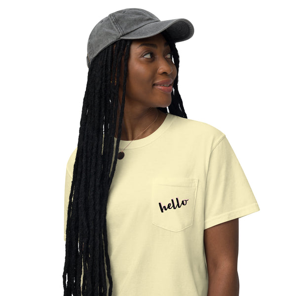 Always Say Hello - Unisex garment-dyed pocket t-shirt