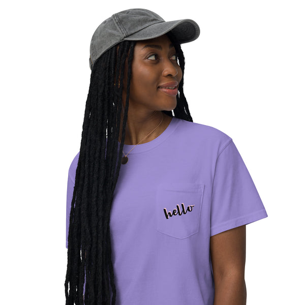 Always Say Hello - Unisex garment-dyed pocket t-shirt