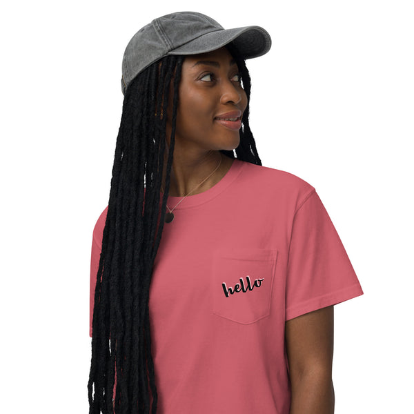 Always Say Hello - Unisex garment-dyed pocket t-shirt