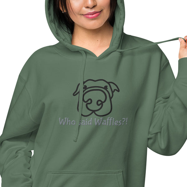 "CQ Original" Dogs love Waffles?  Unisex pigment-dyed hoodie / Customize it!!