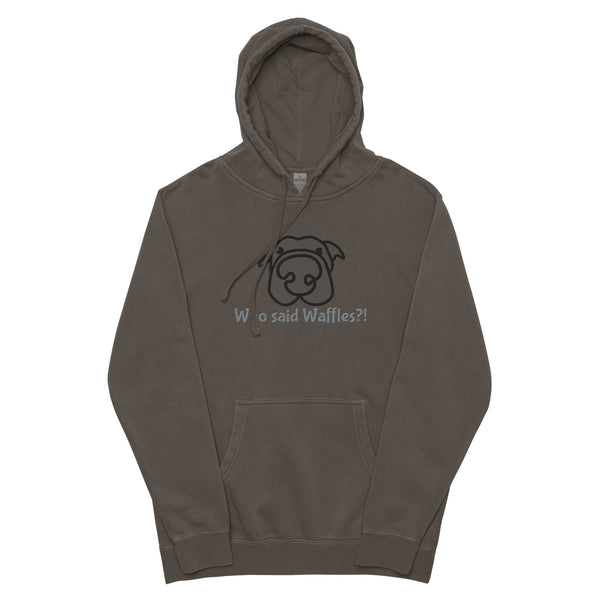 "CQ Original" Dogs love Waffles?  Unisex pigment-dyed hoodie / Customize it!!