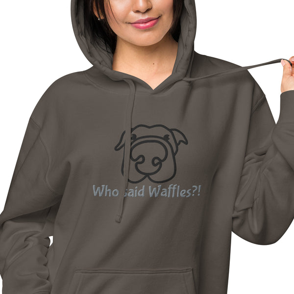 "CQ Original" Dogs love Waffles?  Unisex pigment-dyed hoodie / Customize it!!