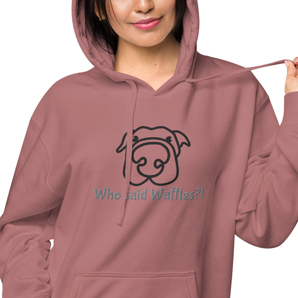 "CQ Original" Dogs love Waffles?  Unisex pigment-dyed hoodie / Customize it!!