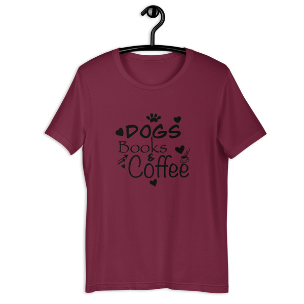 "CQ Original" Dogs, Books & Coffee - Short-Sleeve Unisex T-Shirt